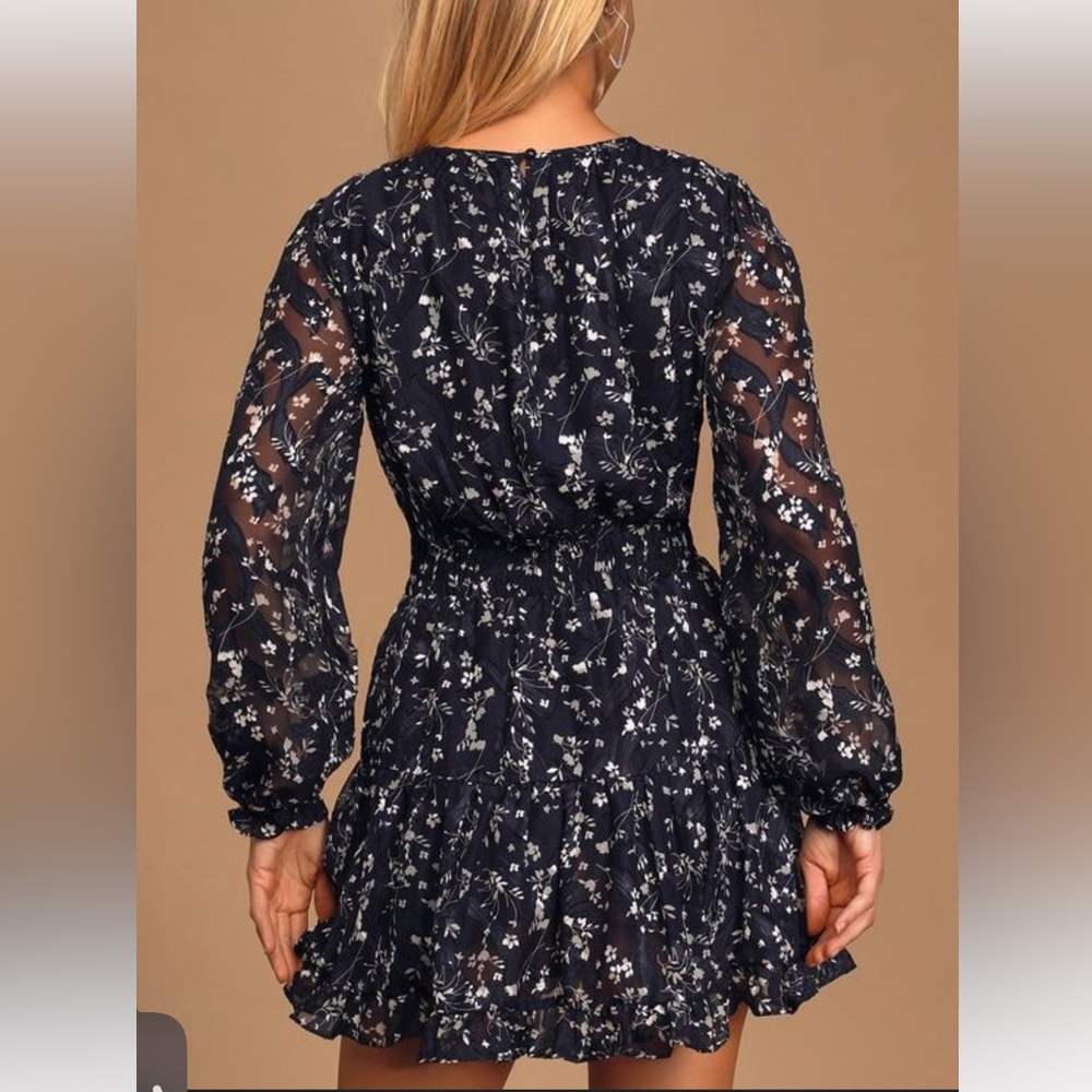 Lulu’s Too Cute Blue Floral Mini Dress, Size Small NWT - Picture 2 of 15